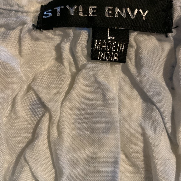 Large Flowy Tie Dye cropped cold shoulder blouse by Style Envy blue and white - Picture 2 of 5